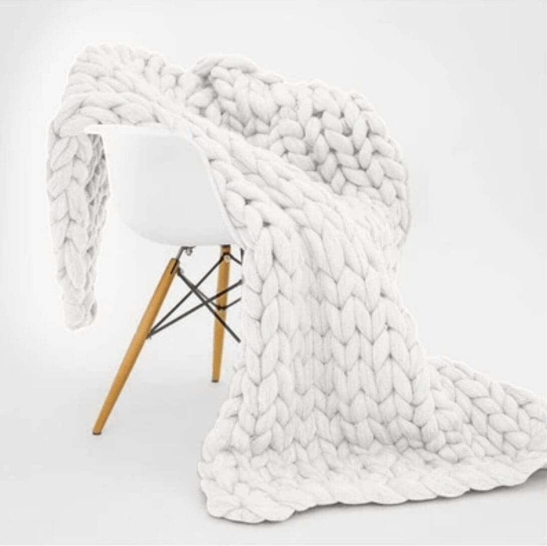 Plaid Grosse Maille Blanc – Image 2
