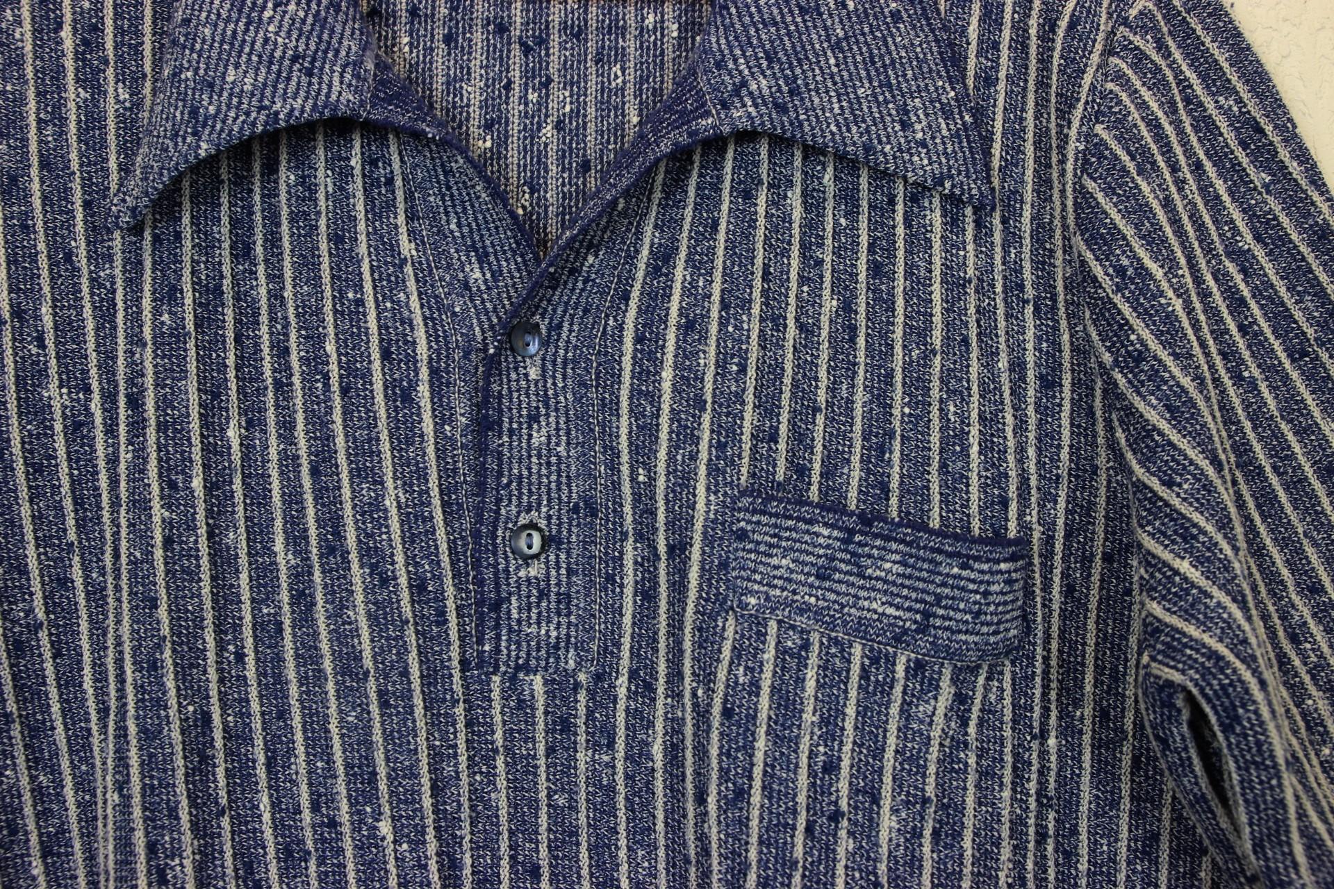 Polo homme vintage 1960’s bleu moucheté – Image 3