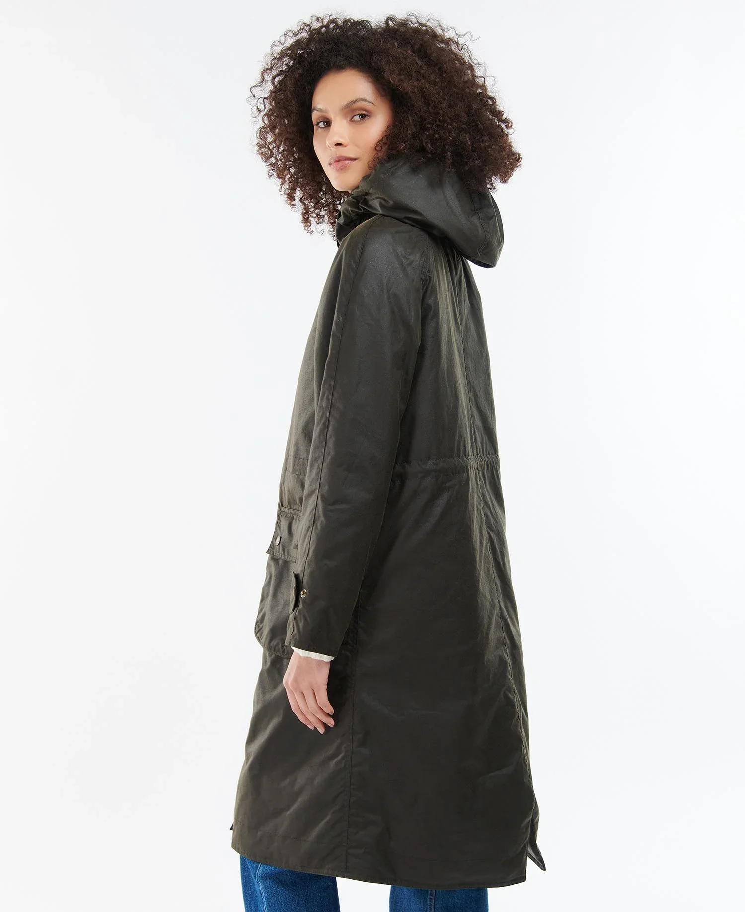 Barbour LONG CANNICH OLIVE Waxed Cotton – Image 2