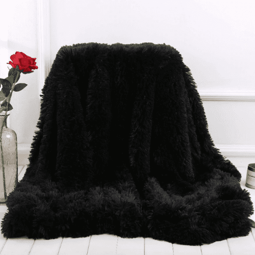 Plaid Fausse Fourrure Noir