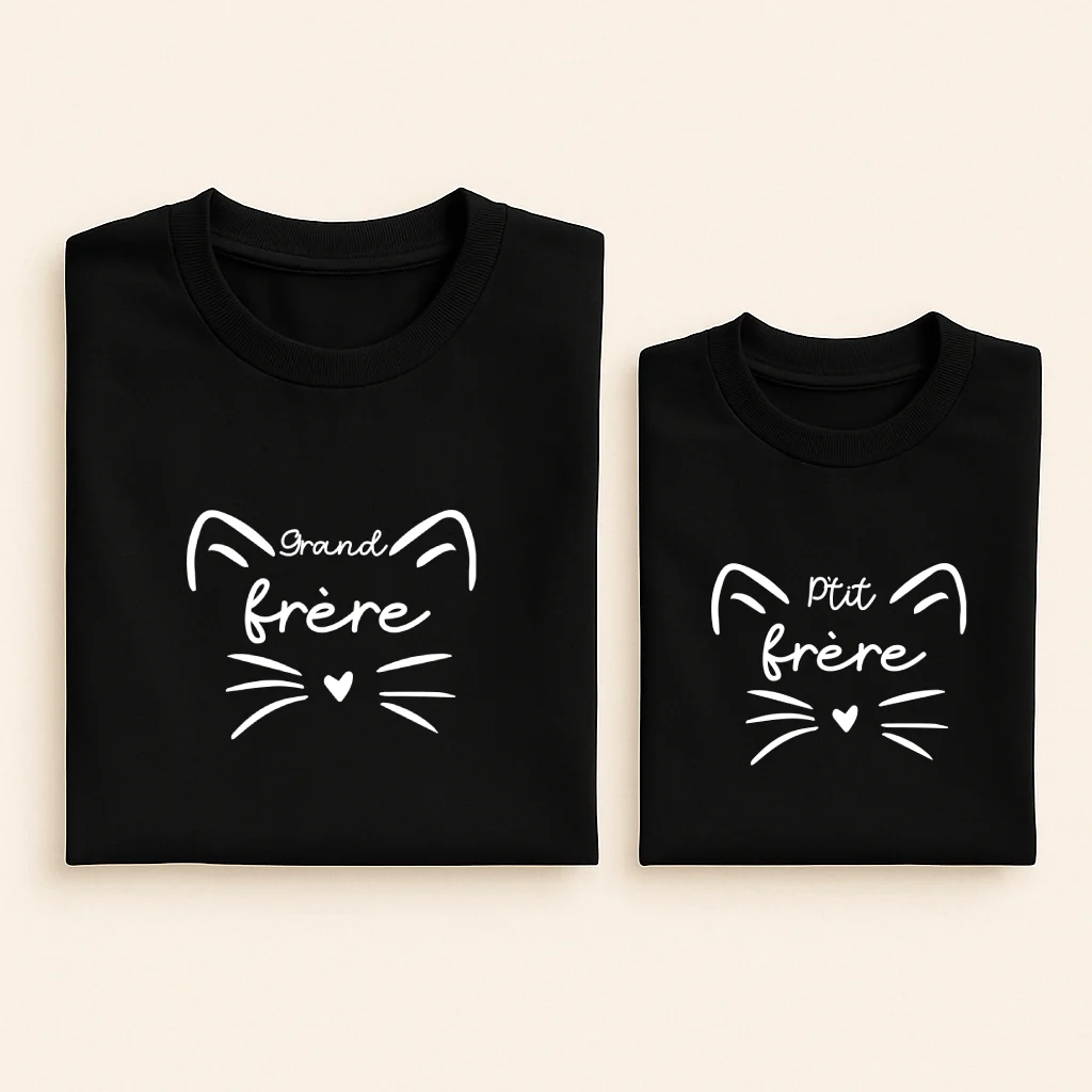 T-shirt Grand Frère Petit Frère « Chat » – Image 2