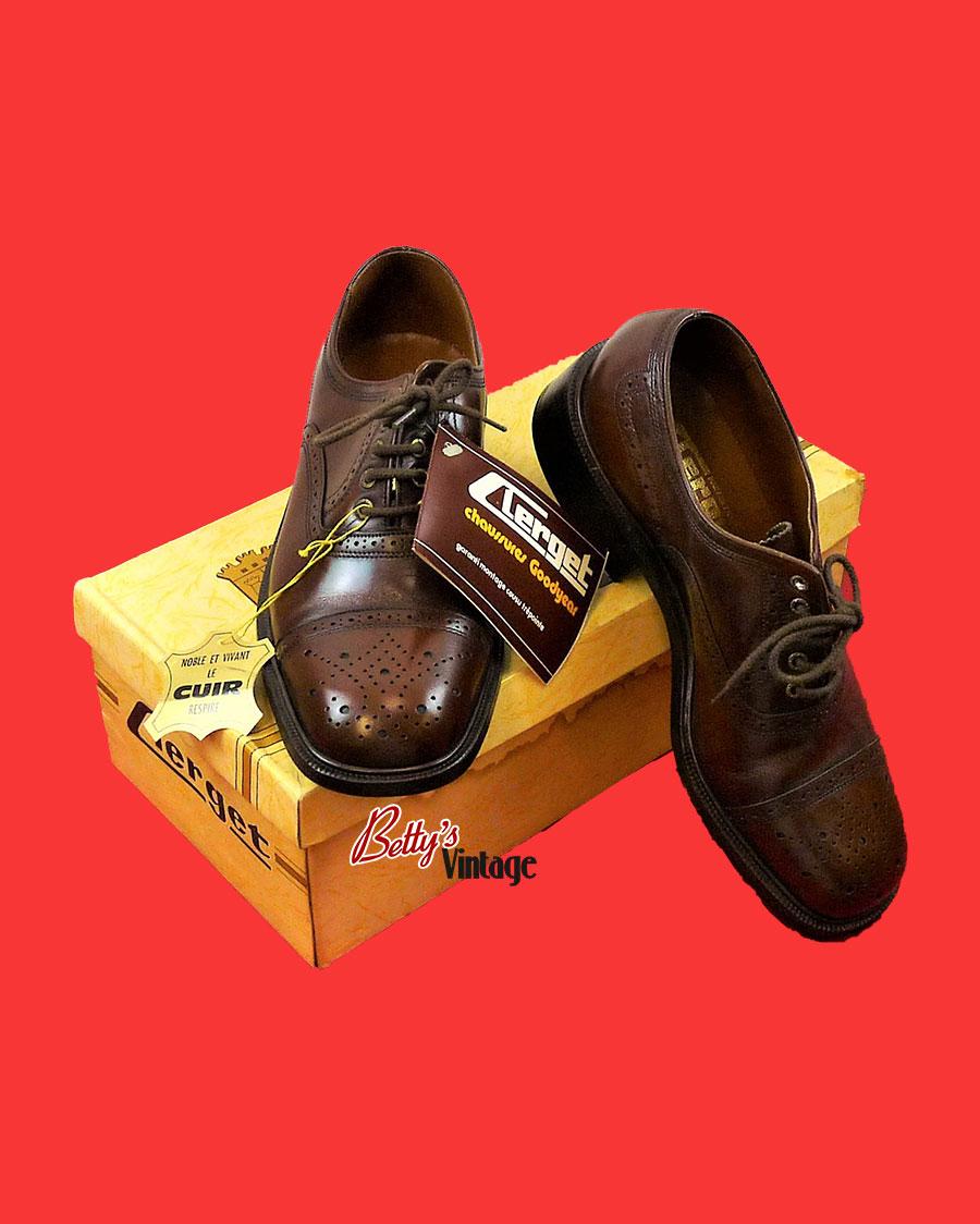 Chaussure derby marron 1960’s Clerget made in France