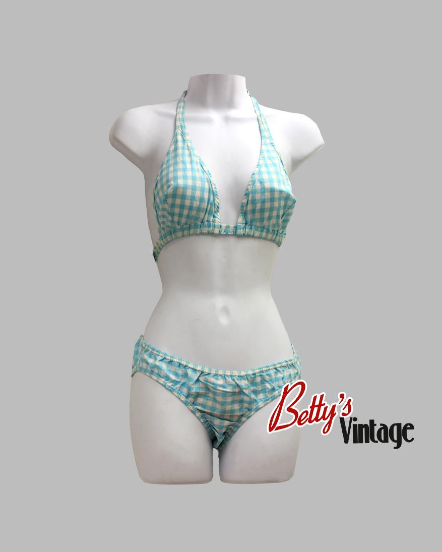 Maillot vintage 1960 vichy bleu made in France