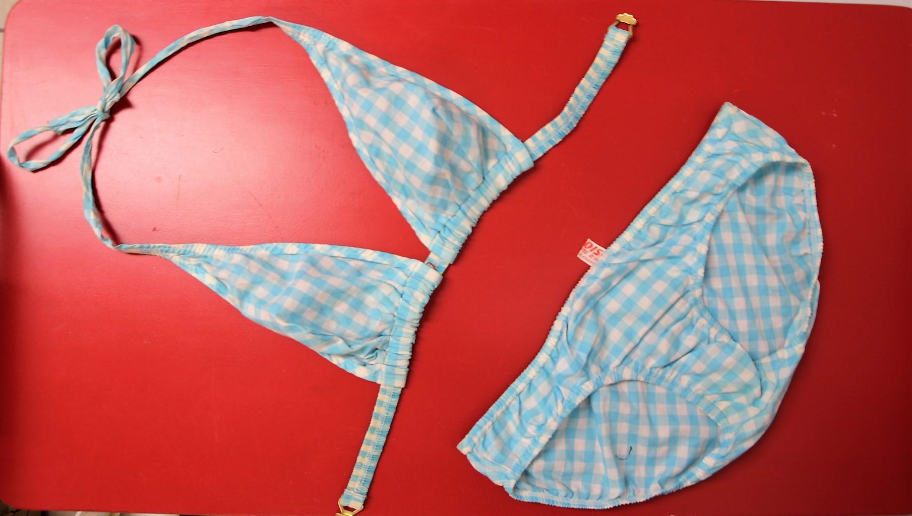 Maillot vintage 1960 vichy bleu made in France – Image 2