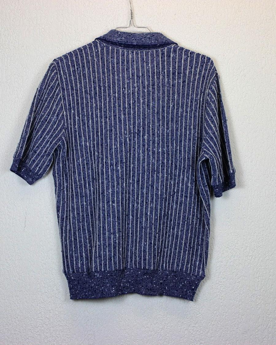 Polo homme vintage 1960’s bleu moucheté – Image 2