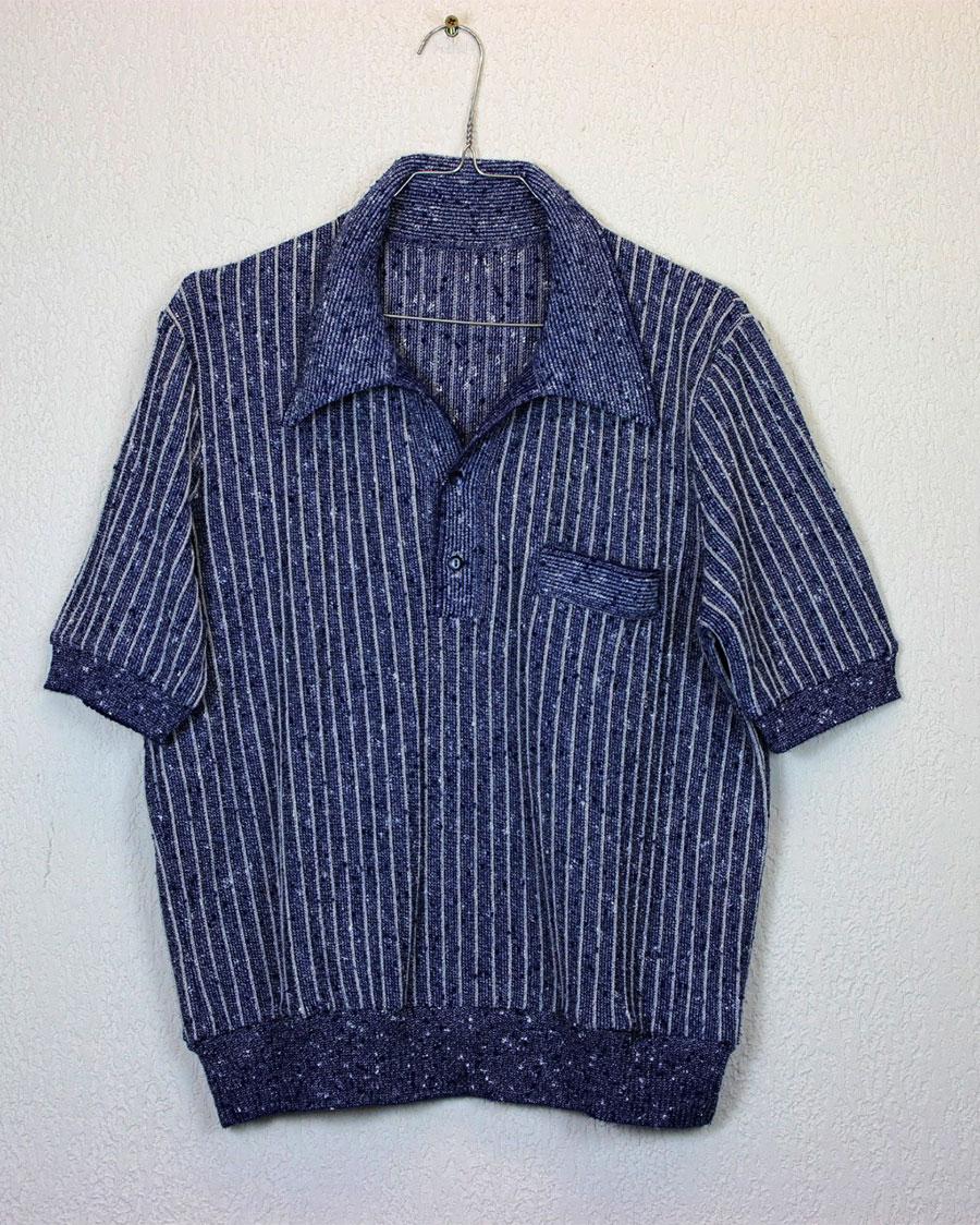 Polo homme vintage 1960’s bleu moucheté