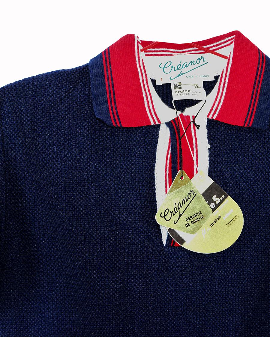 POLO VINTAGE DE 1960 NEUF BLEU MARINE MADE IN FRANCE – Image 2