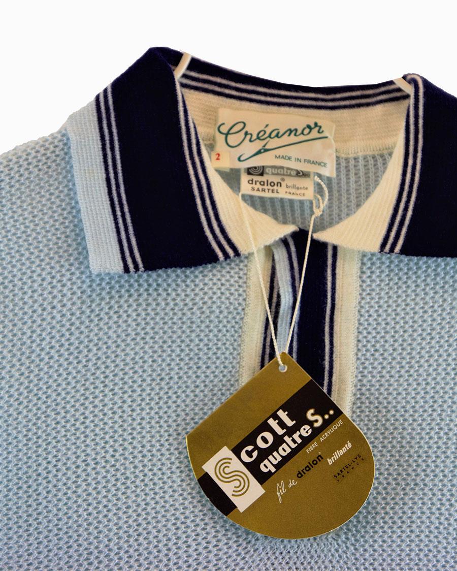 POLO VINTAGE DE 1960 NEUF BLEU CLAIR MADE IN FRANCE – Image 2