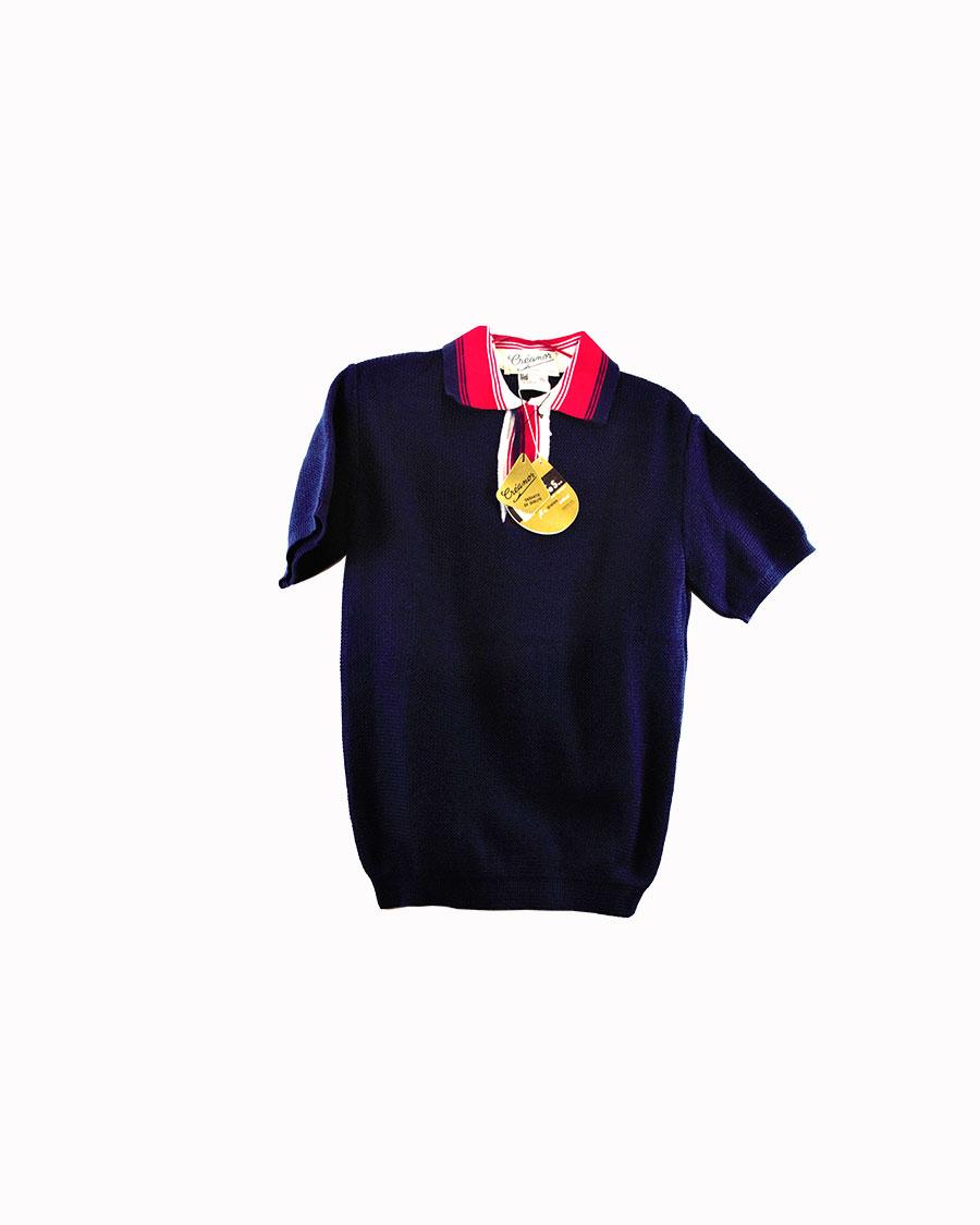 POLO VINTAGE DE 1960 NEUF BLEU MARINE MADE IN FRANCE