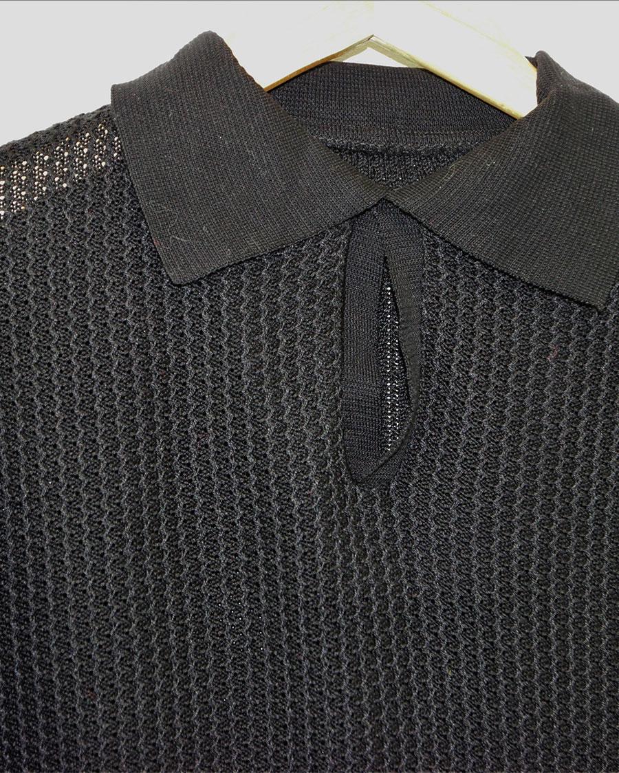 POLO VINTAGE 1960’S NEUF NOIR EN MAILLE – Image 2