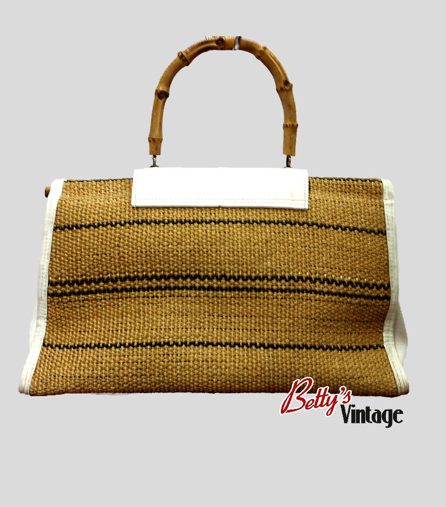 Sac vintage 1960’s en corde et anse bambou – Image 2