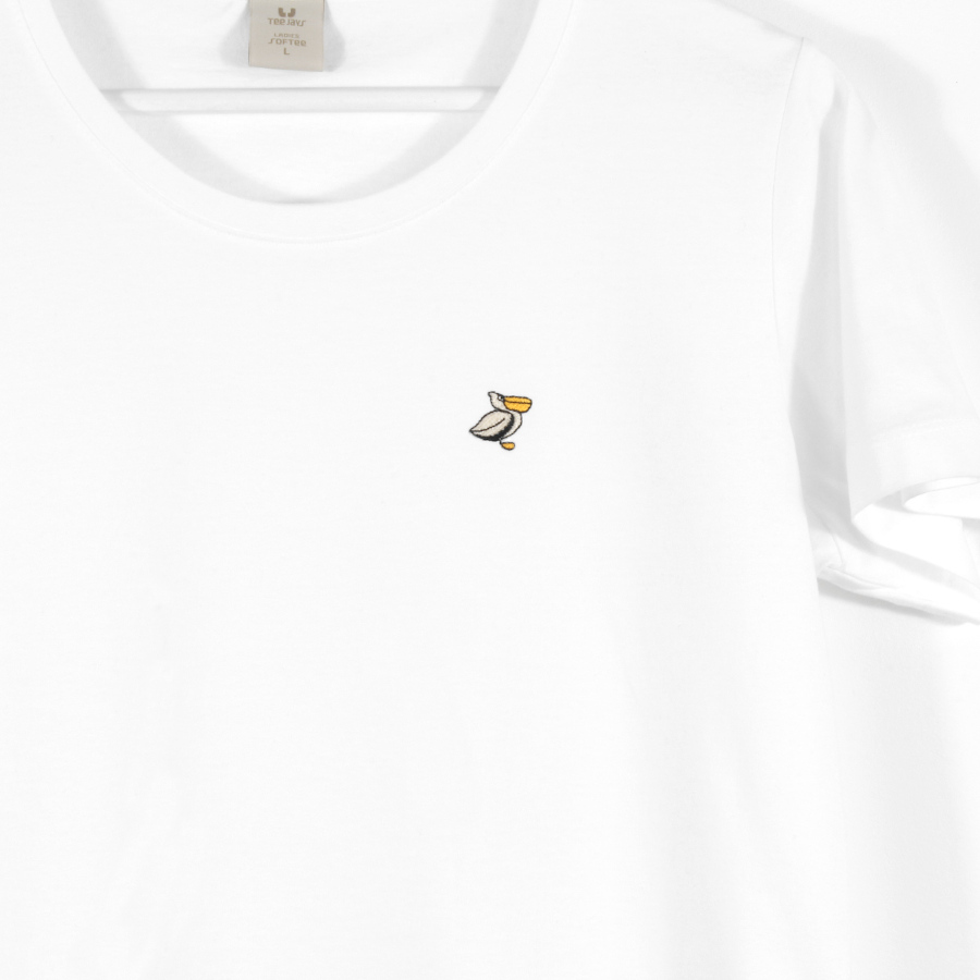 T-shirt femme brodé pélican, Pelic’h sans stress